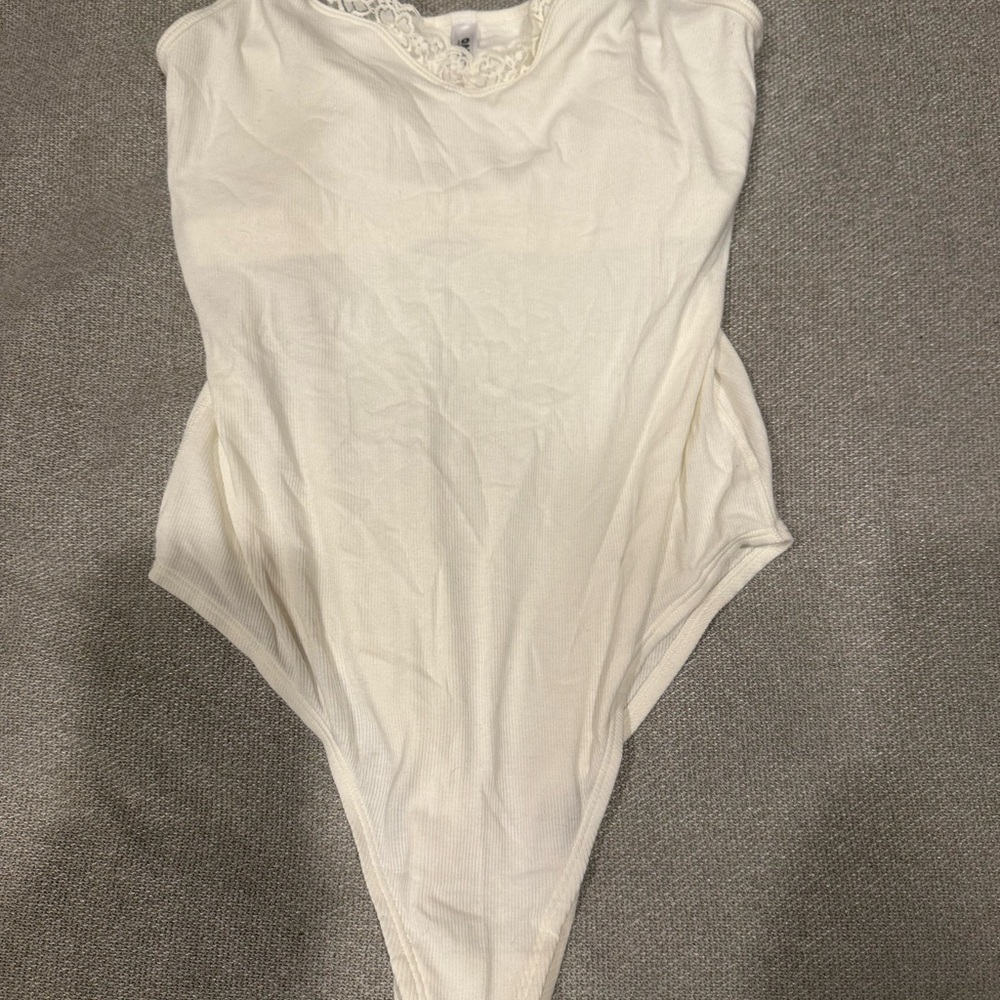 Only Cream Lace-Accent Bodysuit